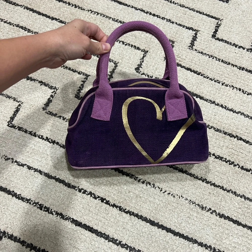 Victoria's Secret Purple and Gold Heart Satchel